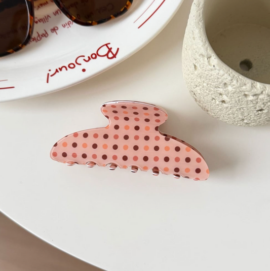 Polka Dot Hair Clip Roze